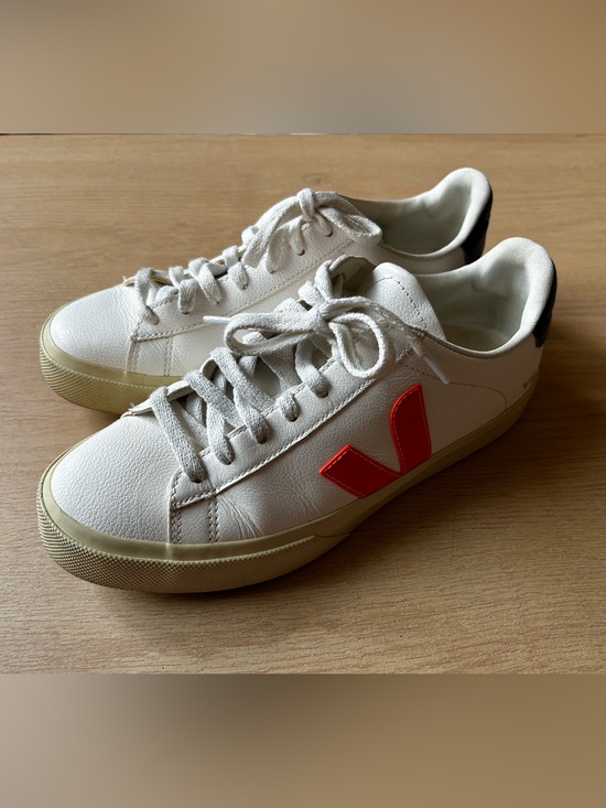 Veja Shoes - Veja Campo Leather White, Orange and Blue Silver Accents FLUO Women’s Size US 8